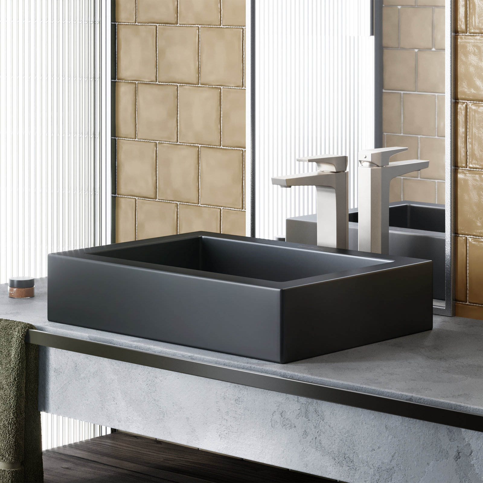 Voltaire 22" Ceramic Vessel Bathroom Sink, Black