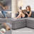 99.3" Modular 3-Seater Sofa With Seat Storage & Ottoman, Comfy Velvet Fabric Couch For Living Room, Office, Apartment-1537372342