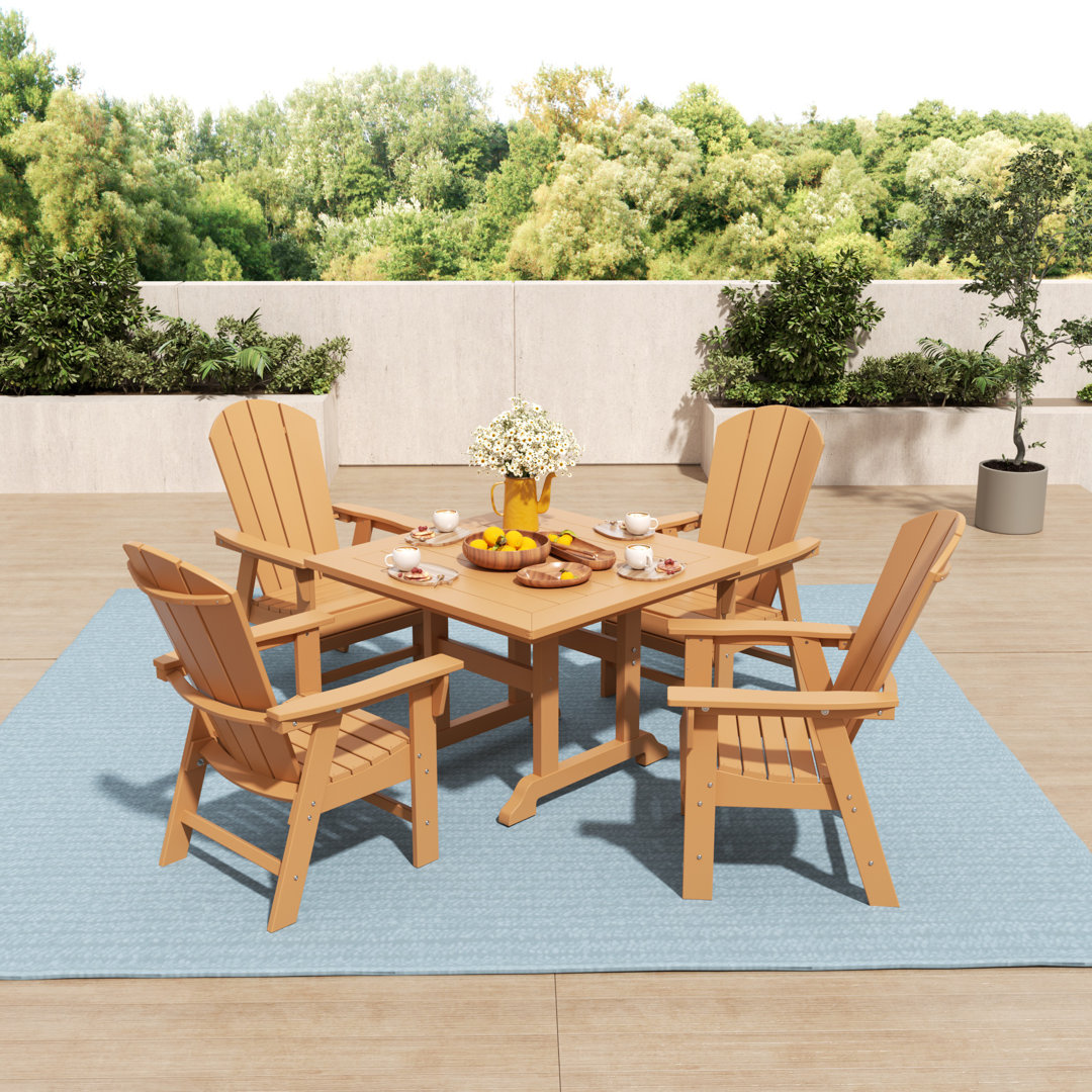 Essie 4 - Person Patio Dining Set with Square Table Beachcrest Home™ Frame 