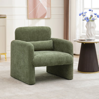 Living Room Accent Chair, Mid Century Modern Accent Chair Soft Chenille Fabric Armed Chair by Ebern Designs