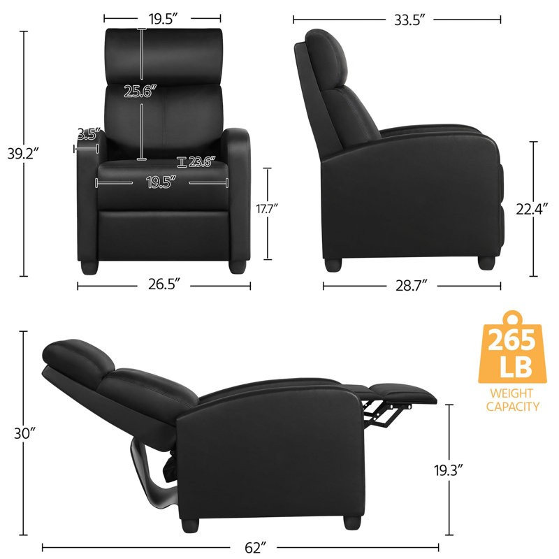 Fauteuil inclinable en cuir PU, Noir