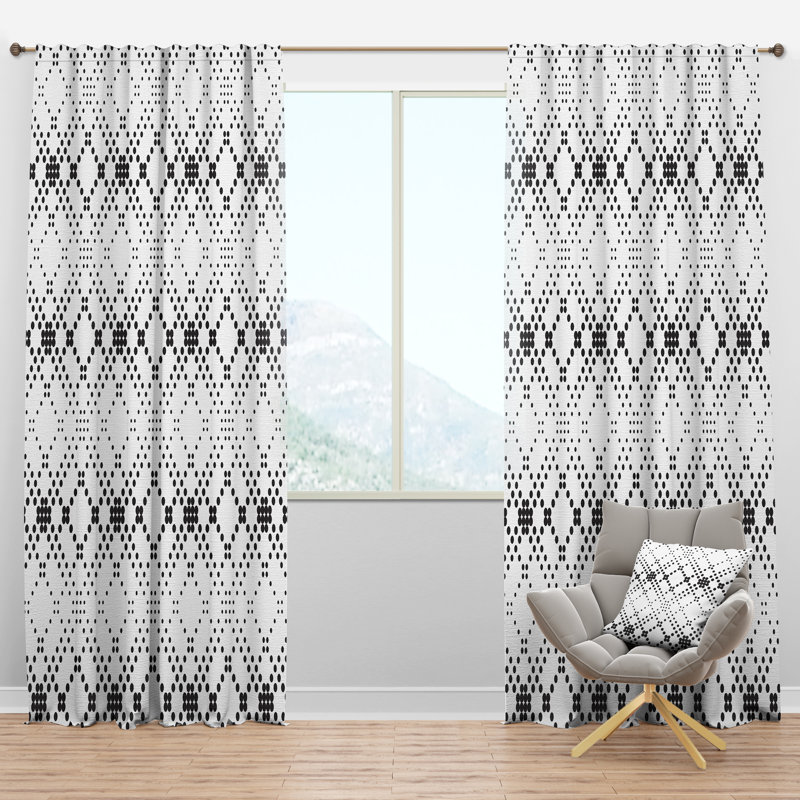 Panneau de rideau simple semi-diaphane avec passe-tringle Mid-Century, l 52 po x L 95 po