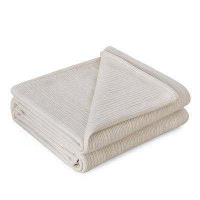 Couverture réversible en jersey de coton avec bourre en polyester léger | Couverture douce toutes saisons, certifiée OEKO-TEX® Standard 100