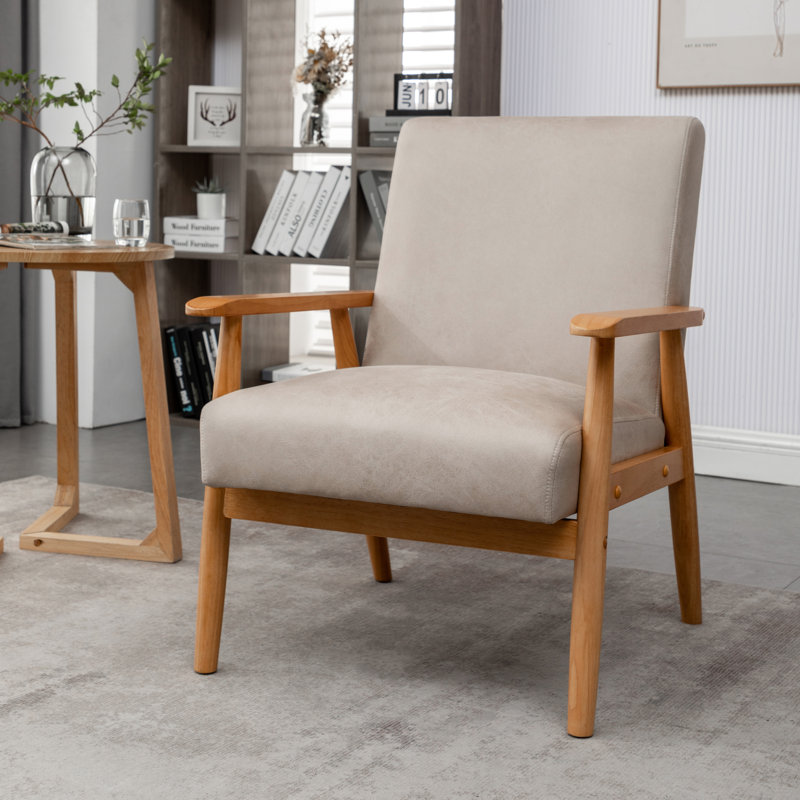 Fauteuil de style Mid-Century moderne de 25,38 po de largeur, chameau clair, Light Camel