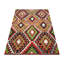 Tapis unique en laine noué à la main des années 1960 de 4 pi 9 po x 7 pi 6 po en rouge / vert / noir