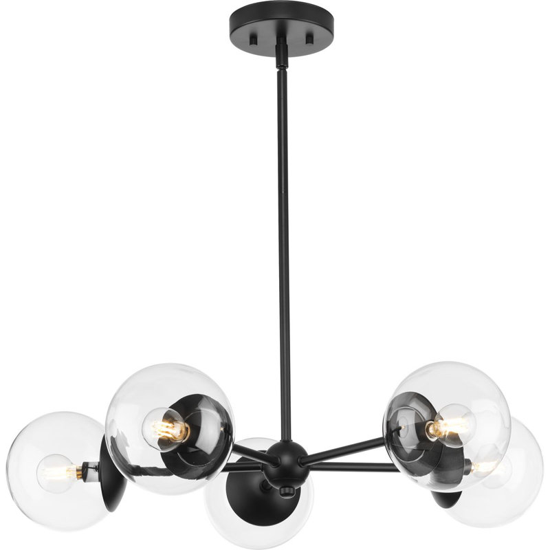 Lustre spoutnik 5 lumières Sasheer, Noir mat