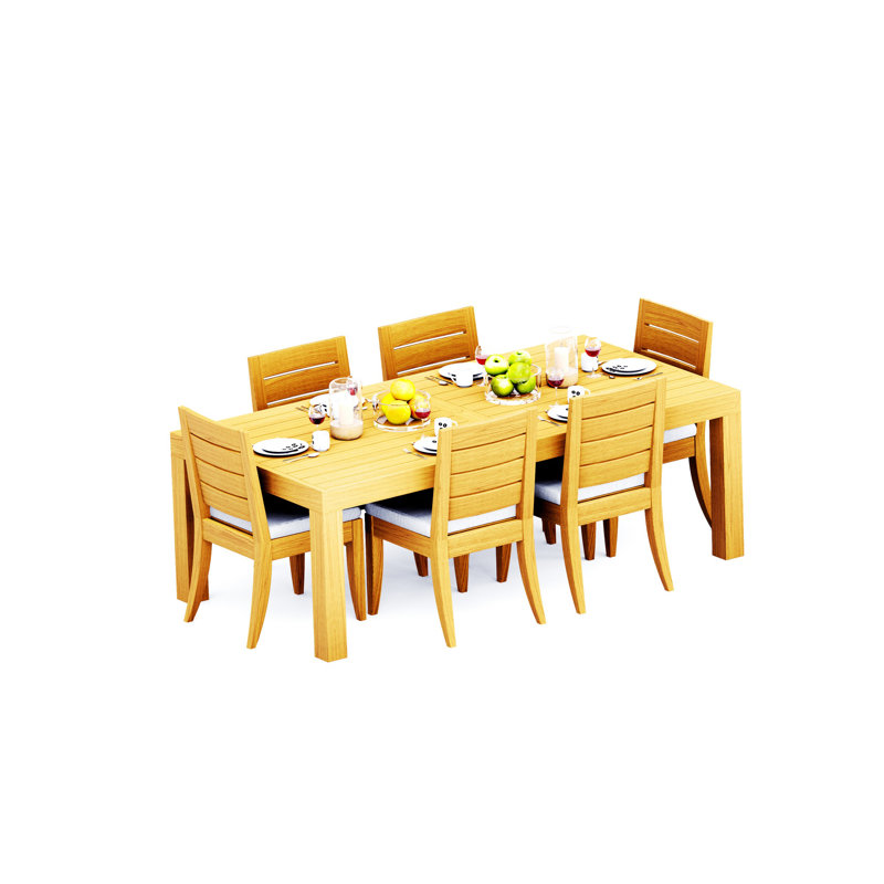 Ensemble de salle à manger 7 pièces en bois de teck de qualité A: 86 po Canberra Rectangle Table Atnas, 6