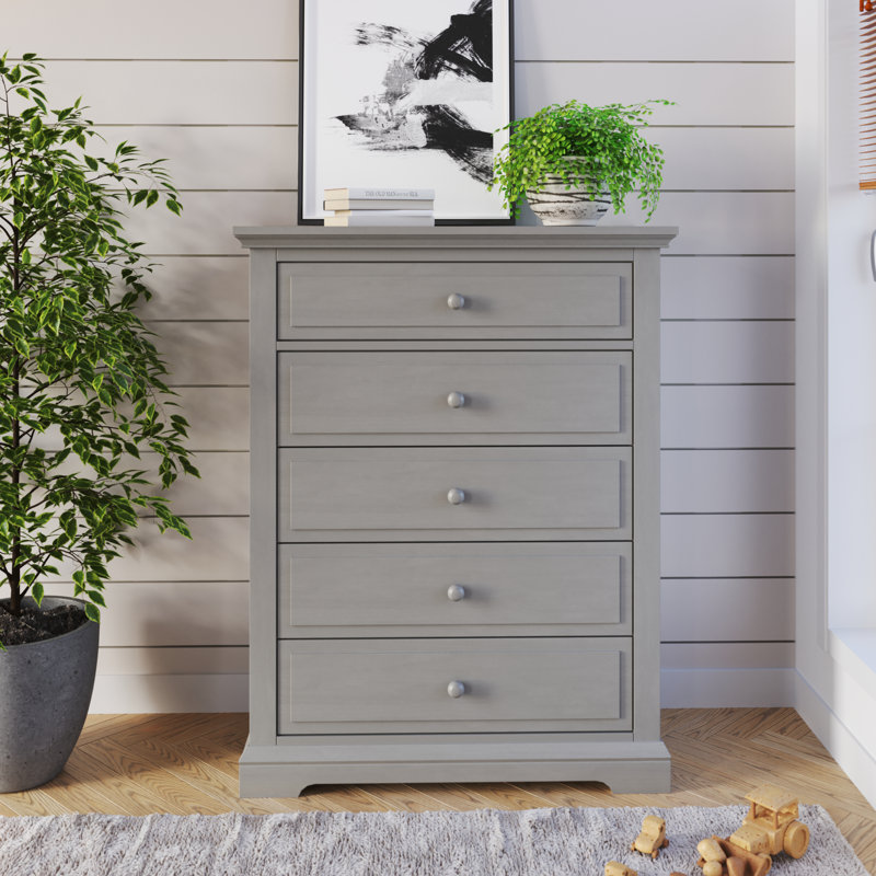 Lunar Gray Wooden Nursery Chest with Extra Deep Drawer