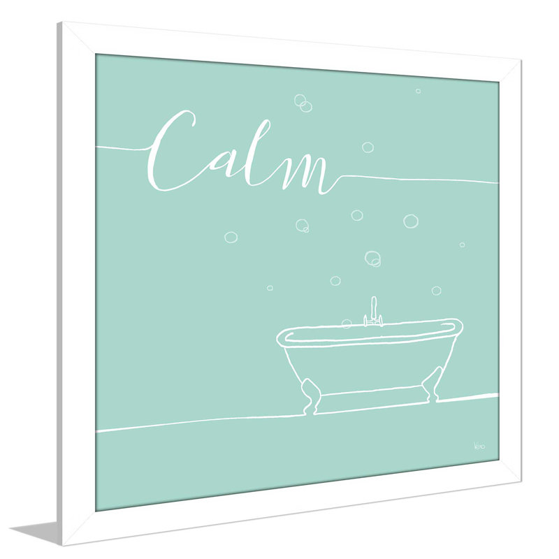 «Underline Bath VI Teal», art textuel, H 21,5 po x l 21,5 po x P 0,75 po, Cadre blanc