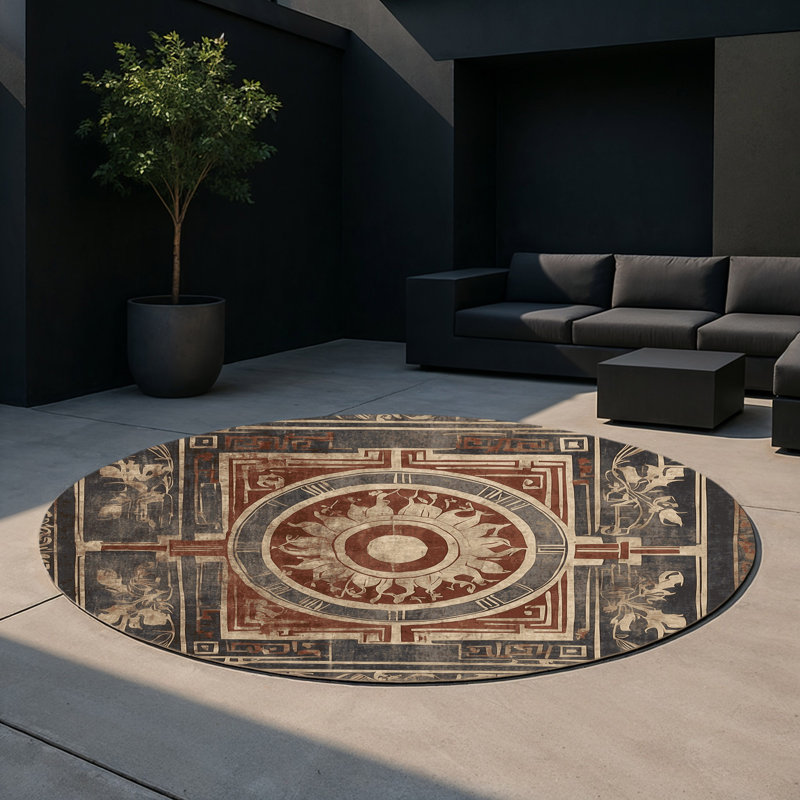 Peloponnesian Harmony Indoor And Outdoor Area Rug, Round 5'