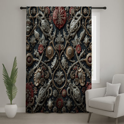 Ornate Baroque Embellishments Window Curtains, Baroque Sheer & Blockout Curtains - 1 Panel