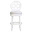 High-Back 31" Wood Bar Stool, Swivel Upholstered Round Seat, White, 180-Degree Return, Turned Legs With , Upholstered, Footrest For Office Use Stool High-Back, White Finish, Automatic Legs,