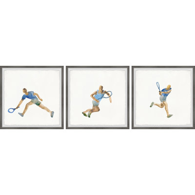 Forehand and Backhand Triptych 3- Piece Set Framed Print
