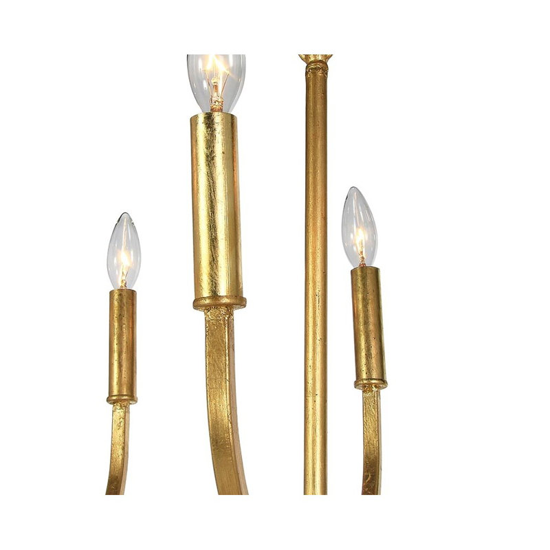 Rhone 8 - Light Candle Style Chandelier, Gold Leaf