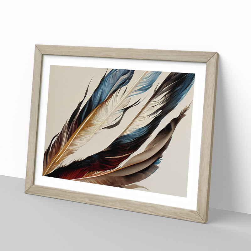 Beauteous Bird Feathers - Framed Print, 25cm H x 34cm W x 2cm D, Oak
