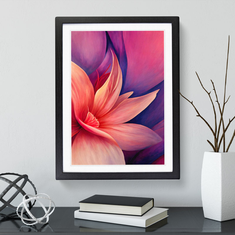 A Legendary Flower - Single Picture Frame Painting, 46cm H x 34cm W x 2cm D, Black Framed