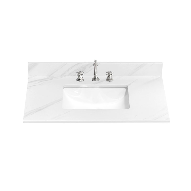 36" Engineered Stone Bathroom Vanity Top And White Ceramic(Vanity Base Not Included)