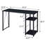 Bureau d'écriture noir à 2 tablettes pour des tâches de bureau efficaces - construction stable, moderne avec rangement pratique et élégant-290345957-290345960