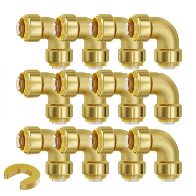 Pipe Fittings 1/2" Brass Pipe Fittings Elbow Push-Fit for Air System