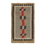 Antique Navajo Blanket Rug In Brown With Geometric Chevron Pattern - Rug & Kilim