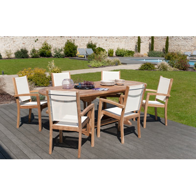 Woehler 6 - Person Teak Patio Dining Set with Oval Table