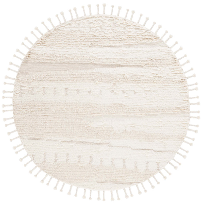 Bouscat Hand Woven Wool Abstract Rug, Round 6'