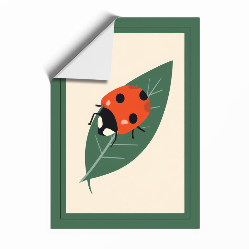 Ladybird on Leaf Botanical - Framed Print, Unframed, A1 - 84.1 x 59.4 cm