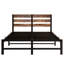 Structure de lit rustique en métal brun avec tête de lit en bois. Lumières, rangement. Robuste, silencieux, sans sommier. Convient à toutes les catégories de matelas: lit de tête de lit double, très résistant, à ressorts, silencieux-118082809-118082811