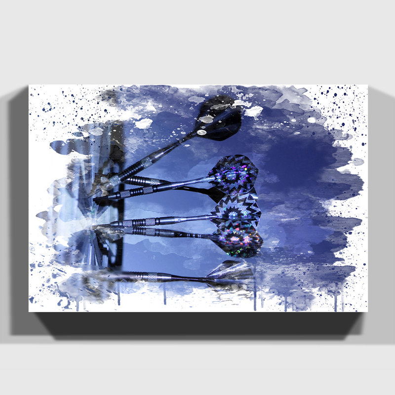Darts and Dartboard - Wall Art, 35cm H x 50cm W, Wrapped Canvas