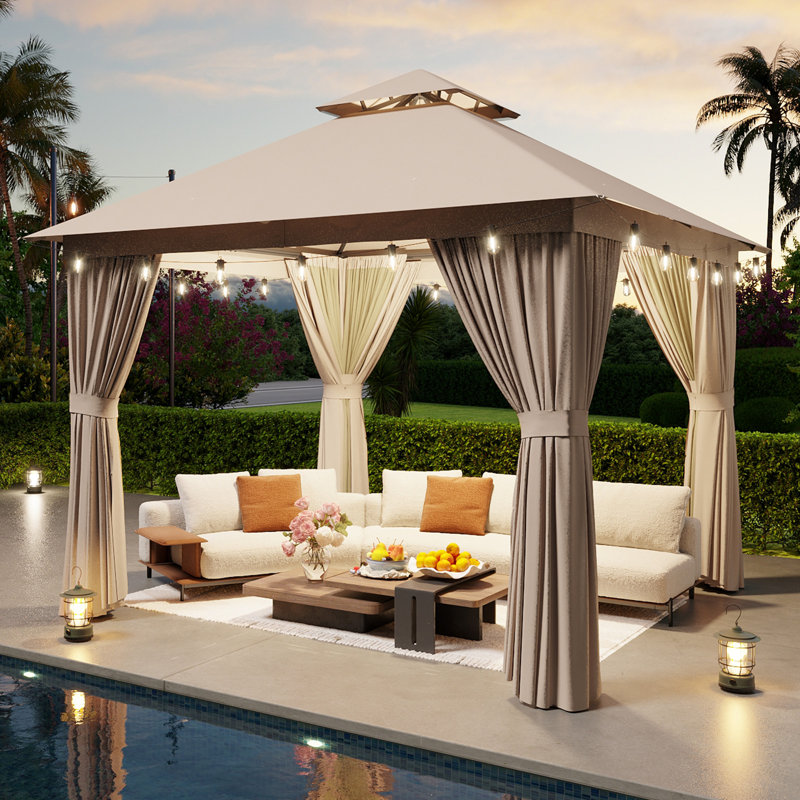 Jolydale 12 X 10 pi Pavillons de jardin à toit rigide en acier Soild