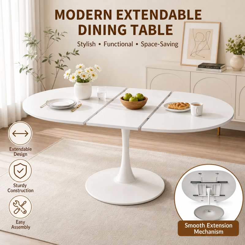 Table de salle à manger Mid-Century, Blanc