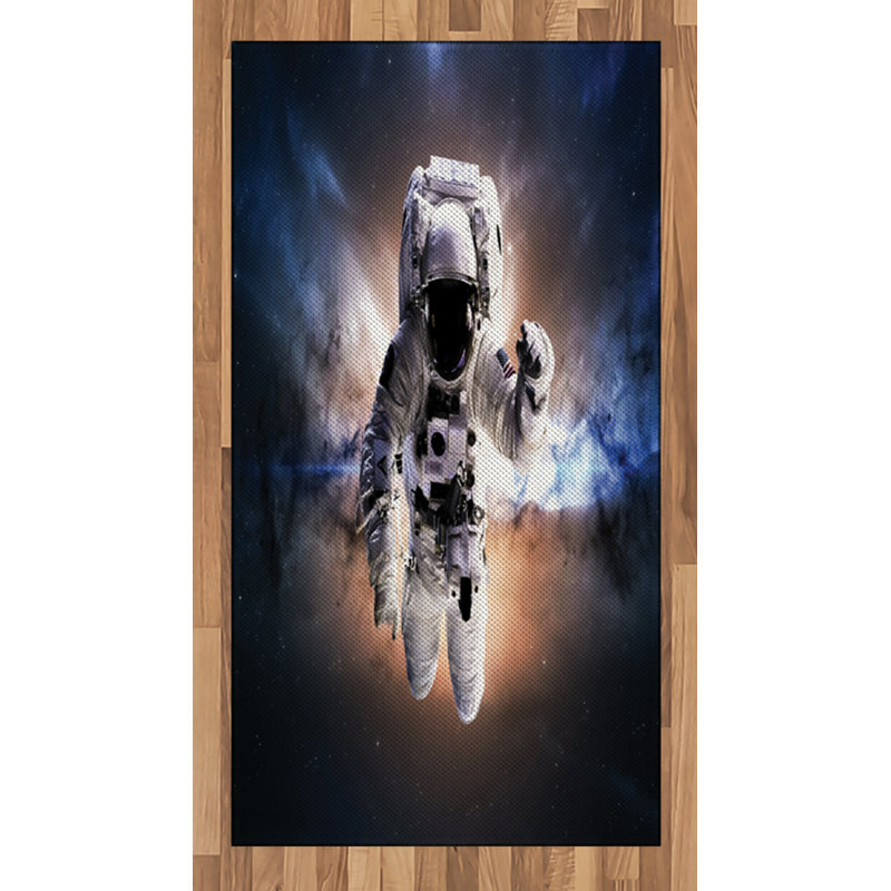 Astronaut High Density Long Fiber Poly Threads Decorative Area Rug Carpet, Rectangle 2'7" x 5'