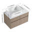 Meuble-lavabo mural 32 po avec lavabo en céramique, console de lavabo flottant à finition noyer Bouguer