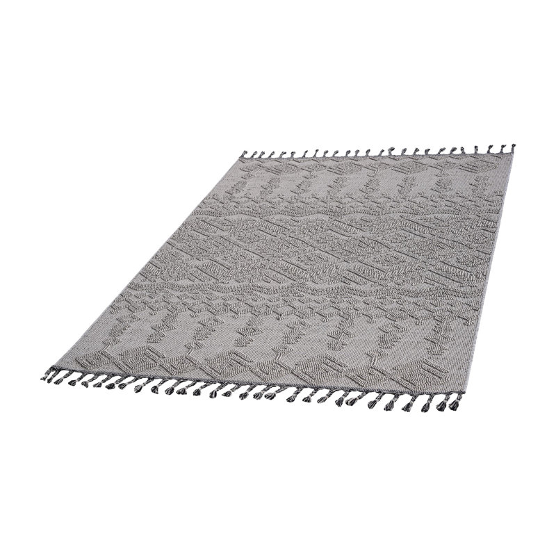 Collection 8X10 White/White /Traditional Indoor/Outdoor Area Rug, Rectangle 6'7" x 7'9"