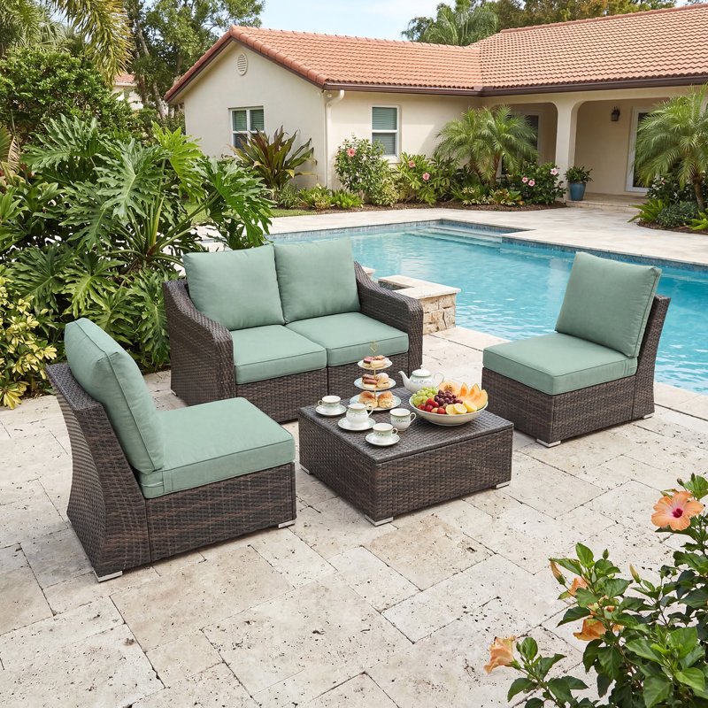  Outdoor Seat/Back Cushion, Forest Green, 24" W x 26" D