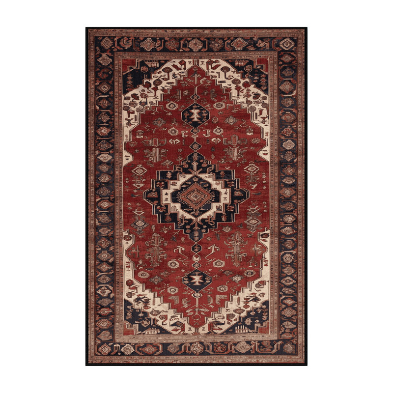 Machine Washable Turkish Brown Area Rug, Rectangle de 5 pi x 8 pi