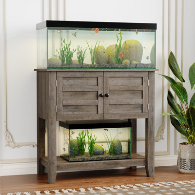 Support d'aquarium de 20 à 29 gallons avec station de charge, support pour aquarium robuste de 660 lb, armoire et rangement ouvert, conception anti-basculement
