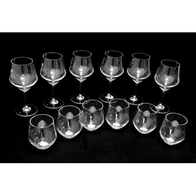 Darnez Angle Collection 12 Pieces Acrylic Wine Glass Set - Includes 2 Sizes