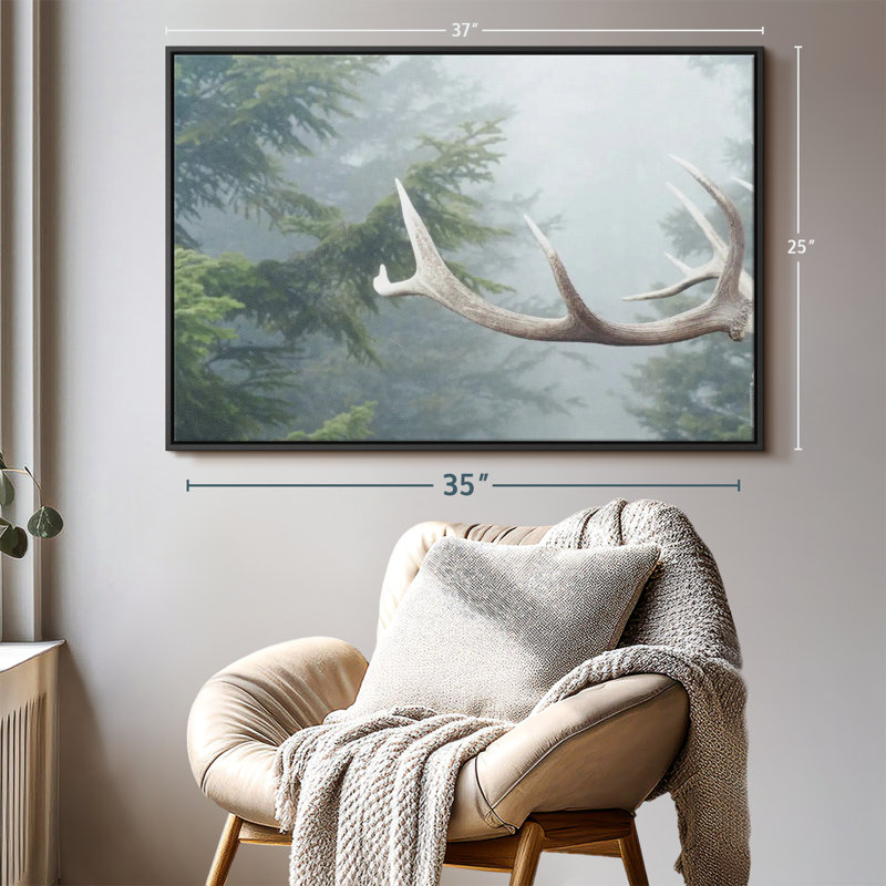 Impression sur toile de cerf et de pin, H 25 po x l 37 po