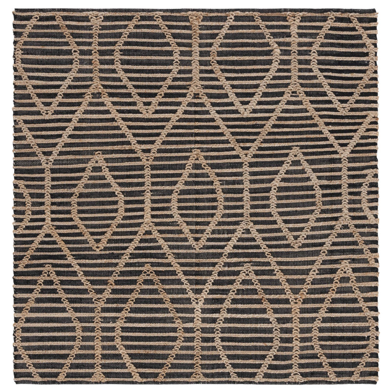 Tapis géométrique en jute et coton, Carré 6 pi