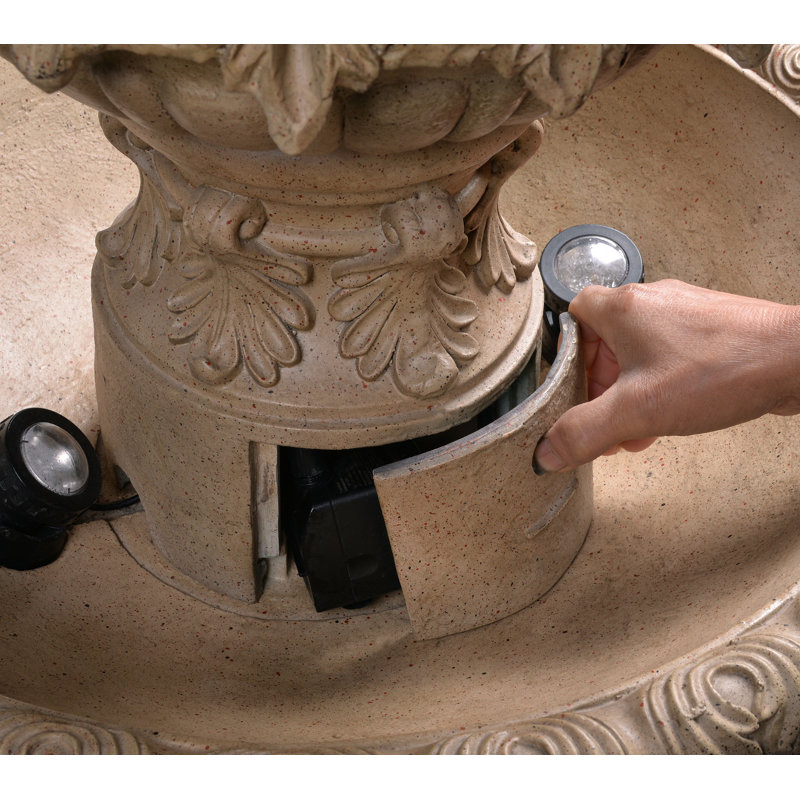 Ibiza 3-Tier Floor Fountain - Sandstone, Sandstone, 45" H x 25.5" W