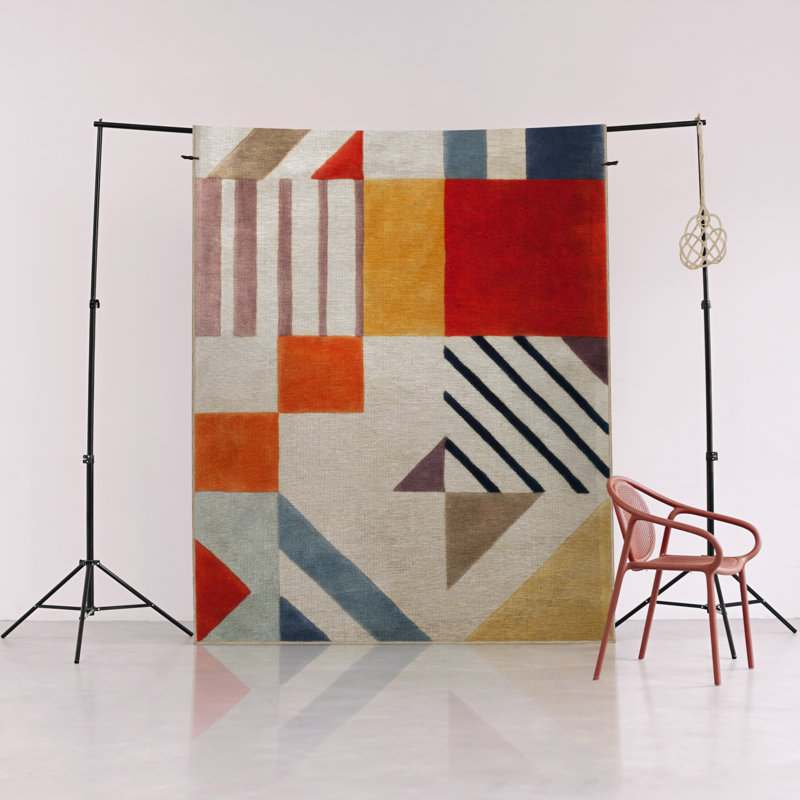 Multi-Colored Mixed Geometric Patterned Creative Modern Decorative Rug, Runner 3'3.37" x 9'10.11"
