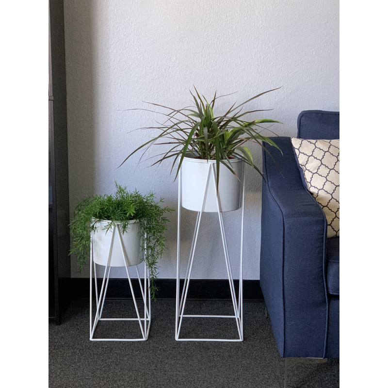 Handmade Metal Pot Planter, White