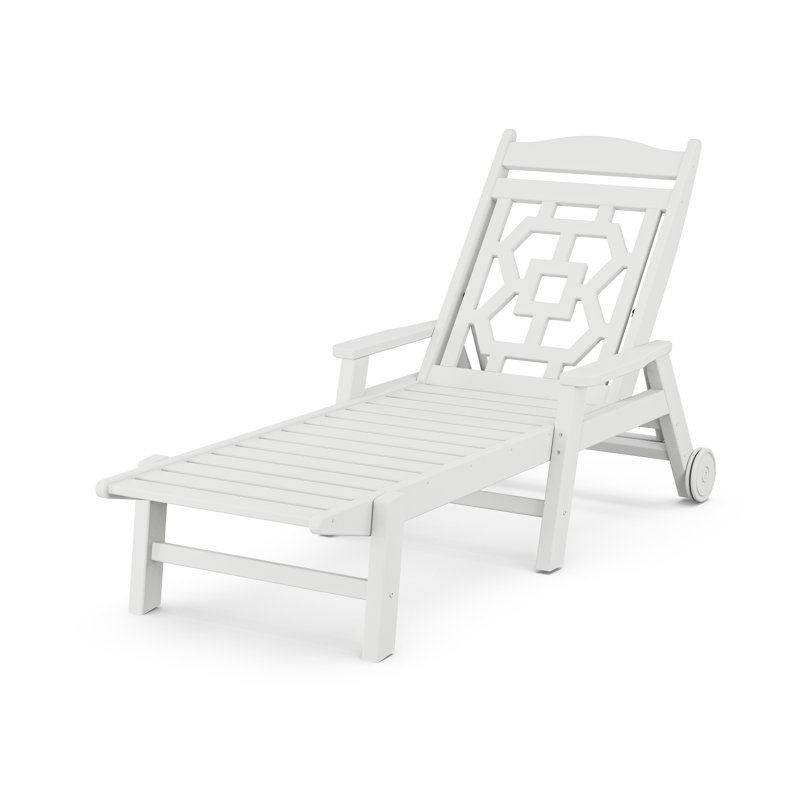 Chinoiserie Outdoor Chaise Lounge, White