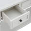 Console de style rétro classique avec trois tiroirs supérieurs et une tablette inférieure ouverte-90798761