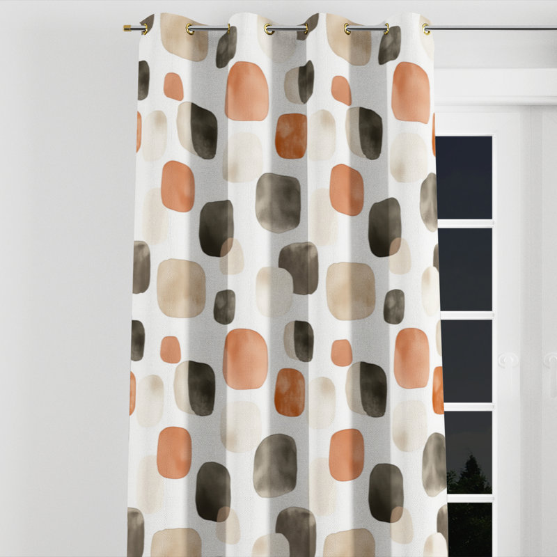 Abstract Window curtains - Orange Bonnielee Grommet Curtain - 1 Panel, Gold Grommets, 52" W x 63" L
