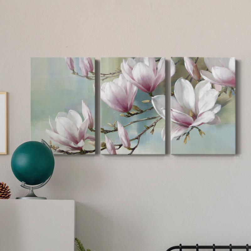 Magnolia Morning - Toile tendue avec châssis de qualité supérieure - Prêt à être accroché, H 60 po x l 120 po x P 1 po