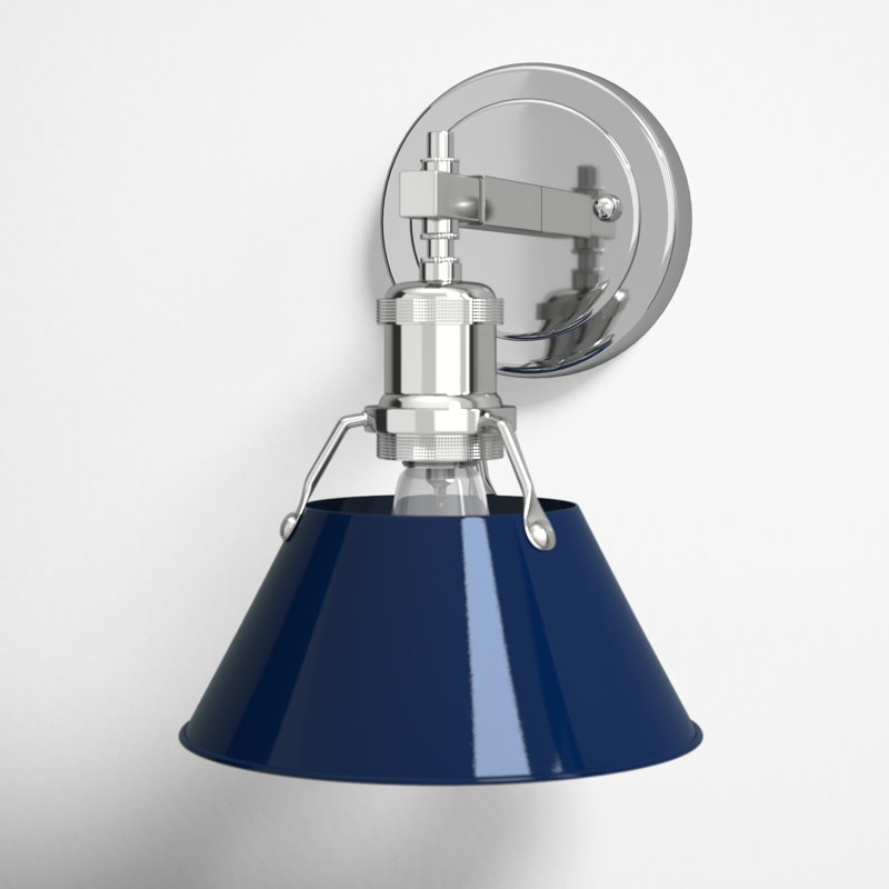 Felda Dimmable Steel Vanity Light, Navy Blue, Chrome, 1 Lights