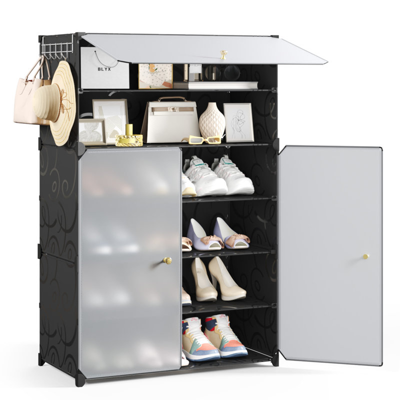 18 Pair Shoe Storage Cabinet, Black
