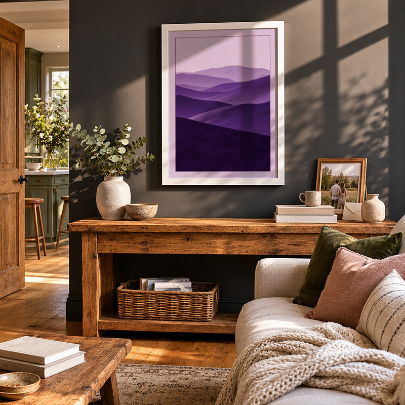 Twilight Layers Minimalist - Framed Print, A3 - 42.0 x 29.7 cm, White